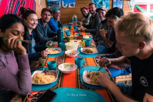 Dinner at High Camp of Huayna Potosi