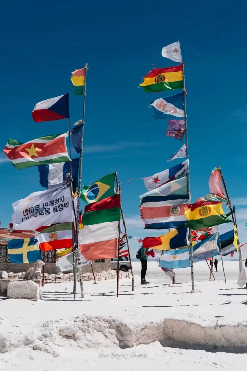 Plaza de las Banderas in the Saltflats of Uyuni