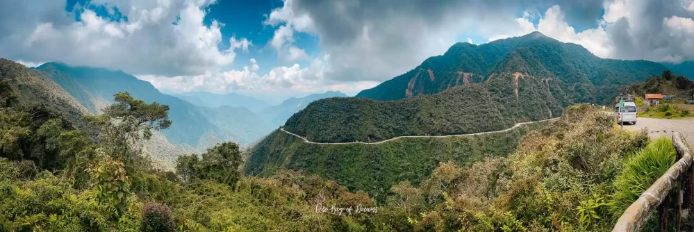 Panoramic View of the Death Road in La Paz