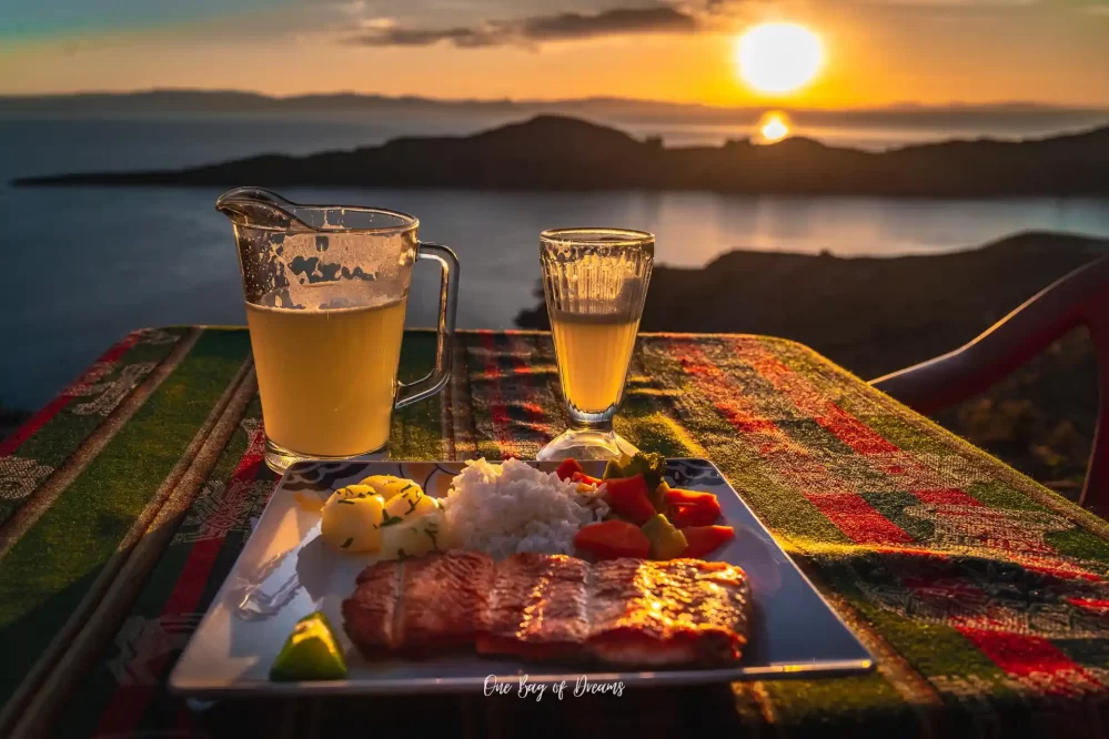 Sunset on Isla del Sol near Copacabana